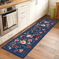 thumbnail image 2 of Runner Rugs 2x6 Ft, Navy Blue Flowers Non Slip Area Rugs for Kitchen Bedroom Entryway, Spring Vintage Floral Leaves Farmhouse Washable Carpet Runner Rug Floor Mats for Bedroom Home Decor, 2 of 8