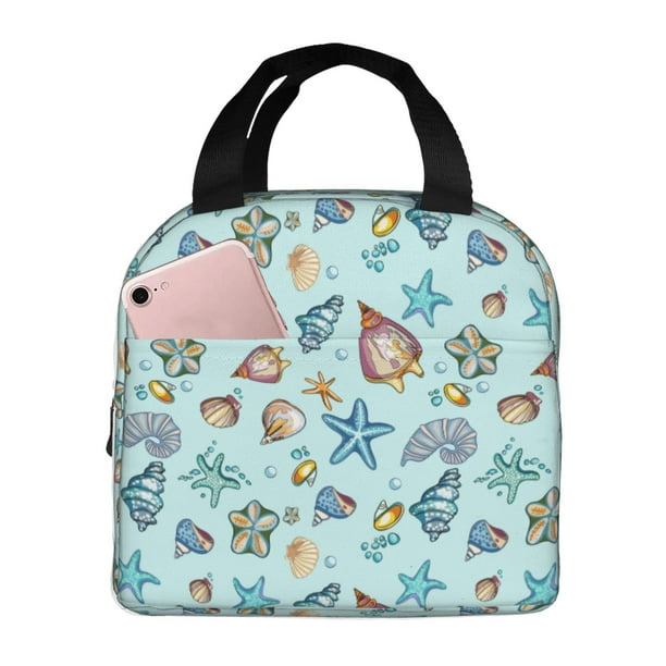 Easygdp Sea Shells 2 Bolsa Térmica Premium - Tela Oxford Impermeable, Gran Capacidad, Bolsillo Frontal, Unisex para Trabajo, Escuela, Actividades al Aire Libre y Picnics