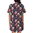thumbnail image 3 of Lsque Skull red flower blue Women's Short-Sleeved Pajama Set - 2 Piece Soft and Lightweight Sleepwear Set-3X-Large, 3 of 9