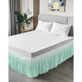 thumbnail image 4 of Green and Bed Skirt King Size 16" Drop White Gradient Ruffled Wrap Around Bed Skirts Adjustable Elastic Bedskirt Dust Ruffle for King Size Bed, 4 of 7