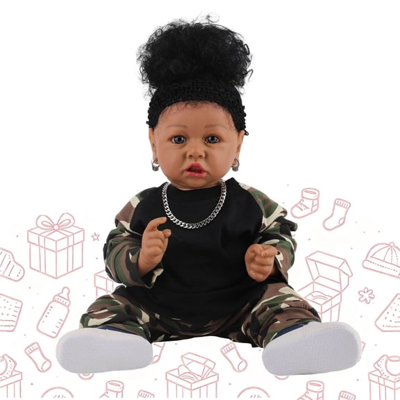 KOYPTL 23In Large American Reborn Baby Dolls for 3 4 5 6 Years Old Toddlers Kids and Girls,Real Life Baby Dolls Reborn Doll Toy with Curly Hair Gift for Ages 3 Girls Gifts,Pretend Play,Collection