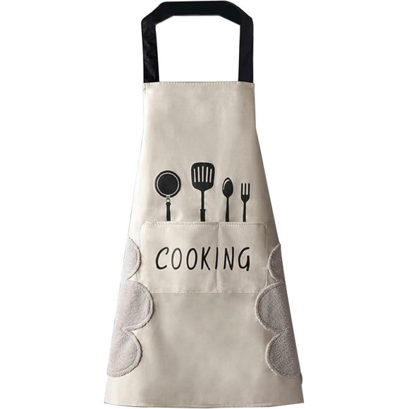 Delantal de cocina para mujer delantal grande con bolsillos para limpiar manos delantal impermeable para cocinar y hornear