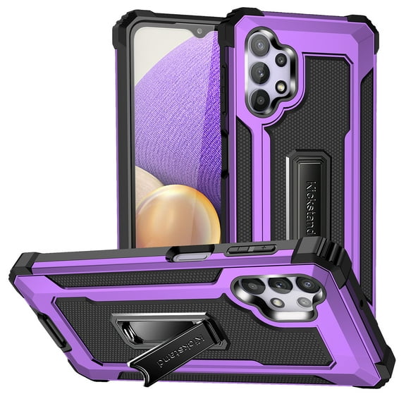 Samsung Galaxy A32 5G Case (NOT FOR 4G), Rosebono Hybrid Slim Colorful Armor Shockproof Impact Resistant Protective Cover Case With Kickstand For Samsung Galaxy A32 5G (Purple)
