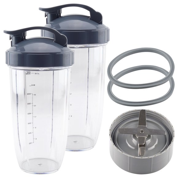 2 Pack 32 oz Colossal Cups with Flip To-Go Lids, Extractor Blade and 2 Gaskets Replacement Part Compatible with NutriBullet NB-101B NB-101S NB-201