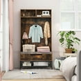 thumbnail image 2 of Costway 69" Tall Hall Tree with Seat Cushion Open Compartments Hooks Lift-top Storage Rustic Brown, 2 of 10