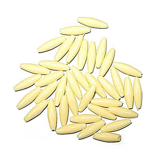 Spaghetti Bead 19 x 6mm Ivory Opaque 100 Pack