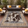 thumbnail image 4 of DEORAB Outdoor Rug 2.5'X8' Chenille Patio Carpet Washable Non Slip Three-Layer Material Animal Print Rug Camping Outside RV Mat,Cow Yellow Grey, 4 of 7