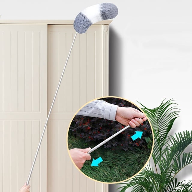 cpengpj Clearance Duster With Extension Pole(Stainless Steel), 100 In Extra Long Microfiber & Domed Cobwebs Double Replacement Heads Extendable Dusters