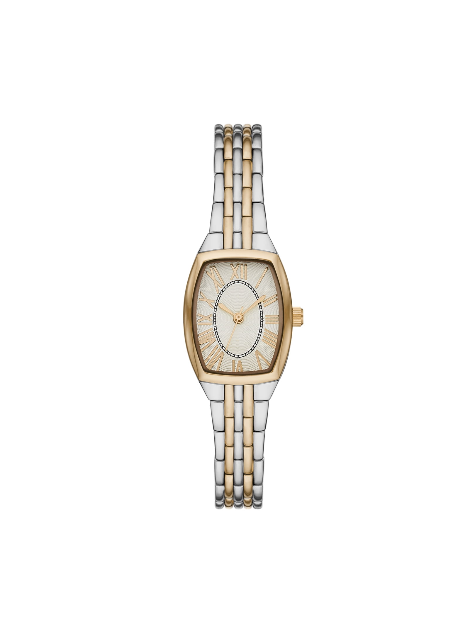Time and Tru Ladies' Watch with Gold Tone Barrel Case and Bracelet and White Dial
