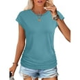 thumbnail image 2 of Patriotic Shirts For Women, Short Sleeve T Shirts Round Neck Cute Tunic Tops Basic Tees Blouses Loose Fit Pullover Sexy Tops Women Open Back Workout Tops Off Top Tunic Camisole (M, Turquoise) ZMTing, 2 of 4