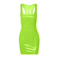 thumbnail image 5 of CAIXIA Women's Scoop Neck Latex Leather Mini Dress Metallic Shiny Bodycon Slim Fitted Club Dress,Green, 5 of 5