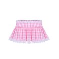 thumbnail image 5 of iiniim Women Mini Skirt Lace Hem Gingham Skirts Crossdress Club Rave Party Pink X-Small, 5 of 7