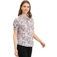 thumbnail image 4 of GRACE & GRANDEUR Women's Ruffle Tie Neck Casual Short Sleeve Floral Blouse, 4 of 7