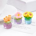 thumbnail image 3 of KGJQ 2Pcs Car Dashboard Decor Mini Resin Cute Sunflower and Tulip Miniature Flower Pot Figurines Tiny Flower Figures Car Interior Decorations for Women, Mini Dashboard Ornaments, 3 of 8