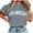 Gray, variant on HomeDM Women's Crew Neck Summer Tops, Short Sleeve Loose Fit Dressy Letter Print Casual Tee Shirts - White/L