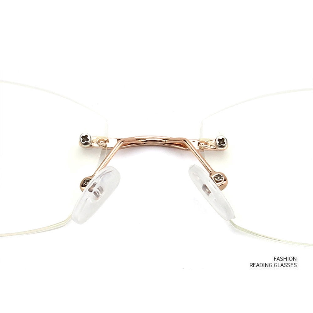 Women Rimless Blue Light Blocking Reading Glasses 3.50, Ladies Rectangle Metal Gold Presbyopia Glasses Readers +3.50 strength