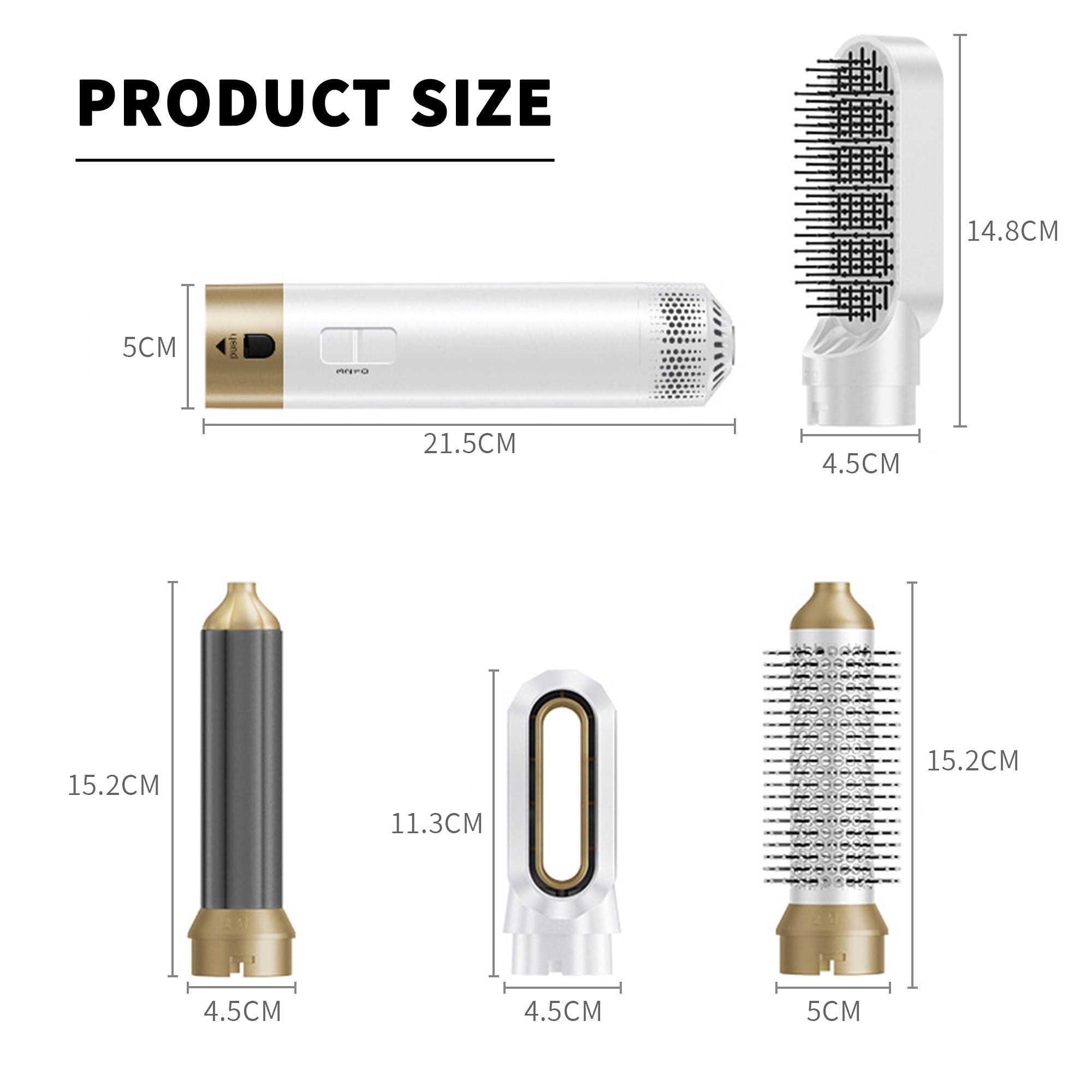 5 in 1 Hair Dryer Brush Set – Ionic Air Styler, Blow Dryer, Curling Iron & Hot Air Brush in One, Detachable Design for Drying, Curling, and Straightening Hair