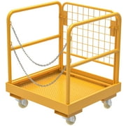 LEDKINGDOMUS 36x36in Forklift Work Platform With 4 Universal Wheels Aerial Safety Cage 1150LBS