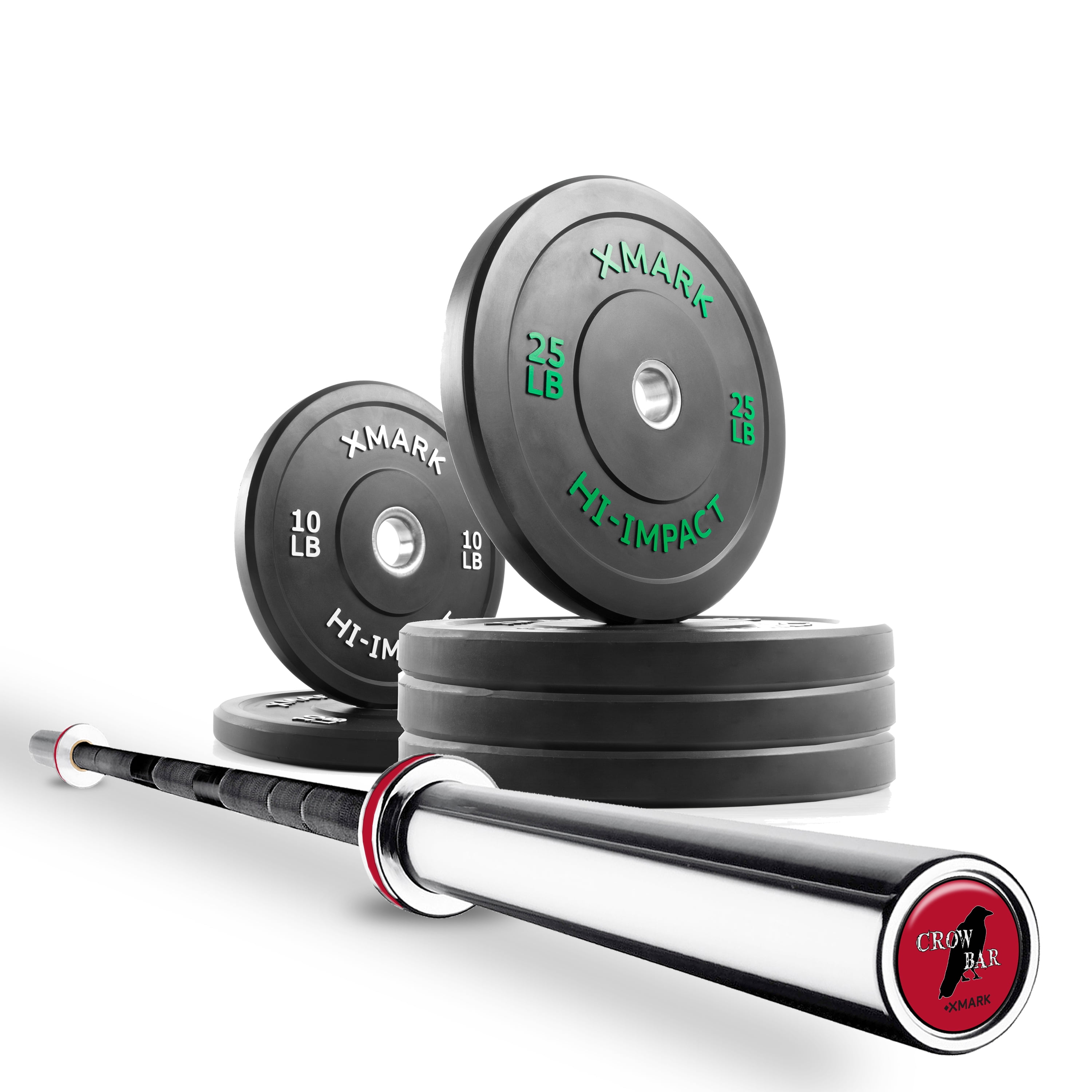XMark Deadlift CROWBAR Commercial Olympic Bar Plus a 120 lb Set of XM3393 HiImpact Commercial