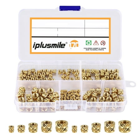 

iplusmile 170pcs Heat Resistant Knurled Nuts Brass Threaded Nuts Heat Staking Embedment Nuts 3D Printing Nuts