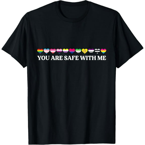You Are Safe With Me LGBT Flag Funny Creative Graphic T-Shirt