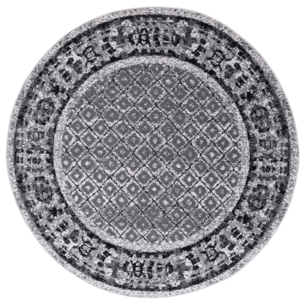 SAFAVIEH Adirondack Royston Traditional Area Rug, Ivory/Silver, 8' x 8' Round