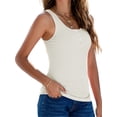 thumbnail image 3 of Langwyqu Women Summer Sleeveless Tops Scoop Neck Slim Fit Knit T-shirt, 3 of 5