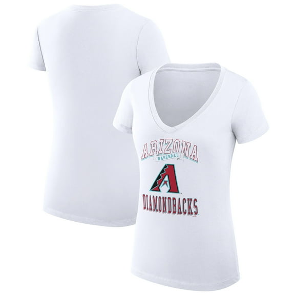 Women's G-III 4Her by Carl Banks White Arizona Diamondbacks Super-Slim Fit Lightweight Team Logo Graphic V-Neck T-Shirt