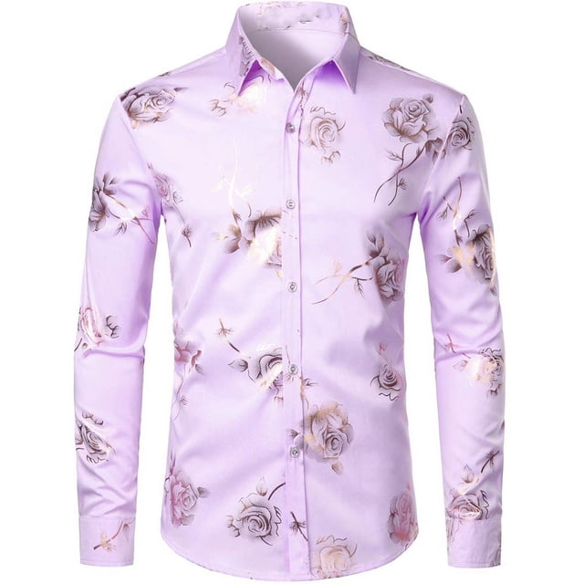 Nueva camisa de moda para hombre con estampado 3D de flores solapa con botones camisa de manga larga ropa de fiesta diseño de estilos camisas cómodas