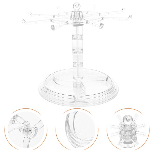 unbranded Organizador Transparente De Accesorios Para Escritorio Con Soporte Giratorio Para Colgar Llaveros Y Joyería