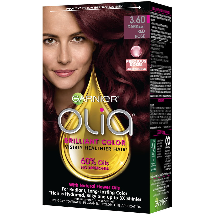 Medicinsk malpractice Indgang butik Garnier Olia Oil Powered Permanent Hair Color, 3.60 Darkest Red Rose -  Walmart.com