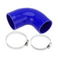 thumbnail image 1 of Unique Bargains 1 Set 63-70mm 2.48"-2.76" ID 102mm 4.02" Length 90° Blue Car Silicone Hose with Clamps Universal, 1 of 7