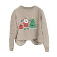 thumbnail image 4 of Nfurl Womens Ugly Christmas Sweaters Cute Xmas Tree Santa Claus Graphic Knit Pullover Sweater Long Sleeve Crewneck Christmas Clothes Beige L, 4 of 4