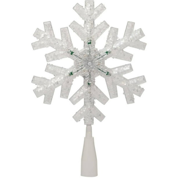 Holiday Time Christmas Ornaments 11 75 Twinkle Snowflake Tree Topper With 9 Led Lights Walmart Com Walmart Com