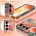thumbnail image 3 of CASEFIV Compatible with Samsung Galaxy S25 FE Case,Marble Pattern 3 in 1 Heavy Duty Shockproof Hard PC+Soft Silicone Drop Protective Women Girls Case for Galaxy S25 FE (2025),Orange Flower, 3 of 6