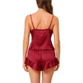 thumbnail image 3 of Unique Bargains Women's Satin Sexy Lingerie Cami Tops with Shorts Sleepwear Pajamas Sets, 3 of 5