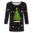 thumbnail image 4 of Meichang Hauts à Manches 3/4 pour Femmes Chemises de Noël Classiques Coupe Ample Col Rond T-Shirts Graphiques Arbre de Noël Décontractés Offres de Noël 2024, 4 of 4