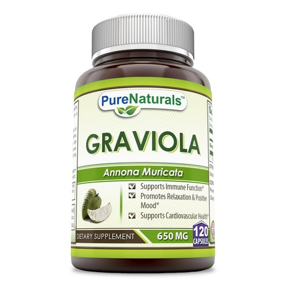 Pure Naturals Graviola 650 Mg Per Serving 120 Capsules Supplement