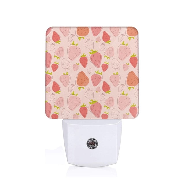 Balery Strawberry Luz Nocturna LED con Sensor Automático, Enchufe con Sensor Crepuscular, Luz Suave de 0.5W para Dormitorio, Pasillo, Baño-UK