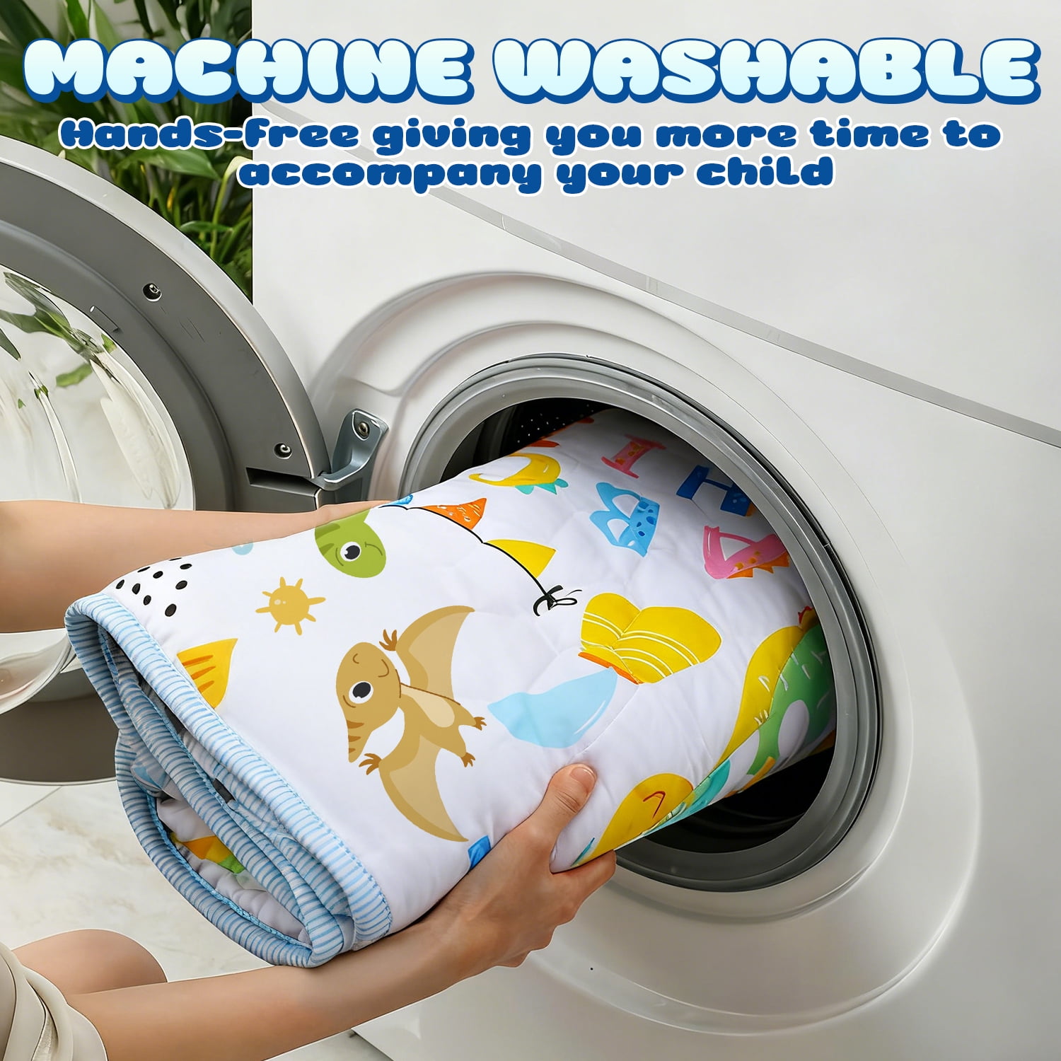 WonderStone Baby Play Mat for Floor, 50x50 Playpen Mat, Non-Slip Foldable Tummy Time Mat, Machine Washable, Soft for Babies Toddlers Infants 0-3 Years, White