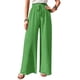 thumbnail image 3 of Pantalones de Salón de Pierna para Mujer, Cintura Alta, Ajustables, con Nudo de Lazo, Holgados. Verde XXL, 3 of 9