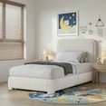 thumbnail image 3 of 4 EVER WINNER Twin Size Bed Frame, Boucle Upholstered Bed Frame with Headboard, No Box Spring Required, Easy Assembly, Light Gray, 3 of 7