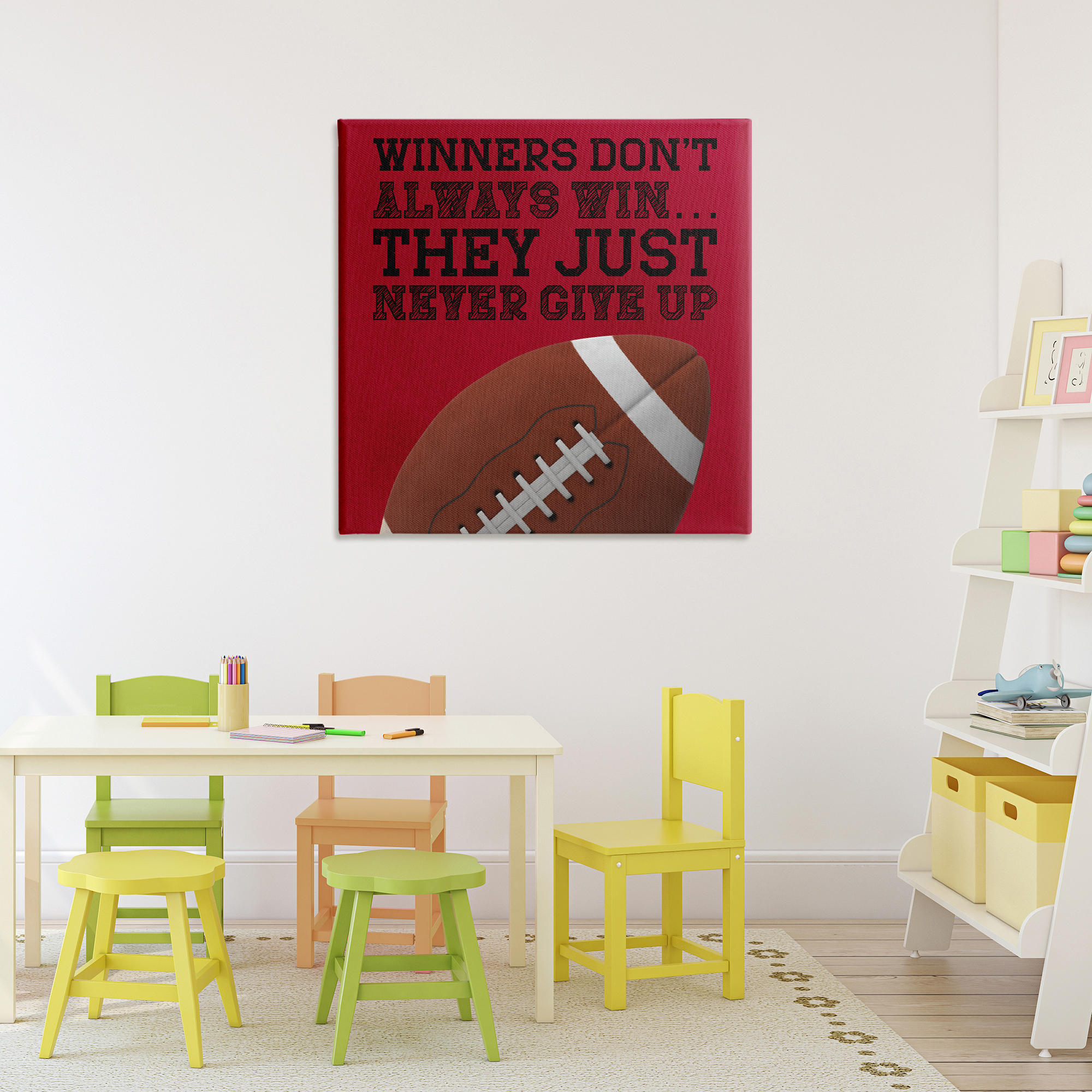 Winners Never Give Up Canvas Wall Art, design by Marcus Prime