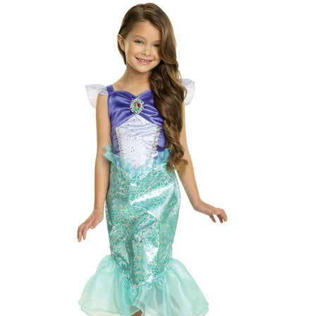 Disney The Little Mermaid Ariel Green Mermaid Play Dress Outfit Female Child Size 4 to 6x