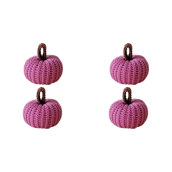 olkpmnmk 4Pcs Mini Crochet Pumpkins, Artificial Knit Pumpkins Fall Decor for Decorating Thanksgiving, Handmade Knit Pumpkins for Farmhouse Autumn Table Halloween Harvest Home Decor