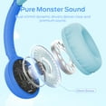 thumbnail image 6 of Monster Bluetooth Kids Headphones with Microphone, Wireless Headset for Children with 85/94dB Safe Volume, 60 Hours Playtime, On-Ear Kids Wireless Headphones for Boys and Girls/ School (Blue), 6 of 7