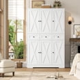 thumbnail image 7 of Hiphuta 67" Tall Farmhouse Kitchen Pantry Storage Cabinet with Door Shelves, 43" Wide Large Cupboard Hutch with 3 Drawers, White, 7 of 7