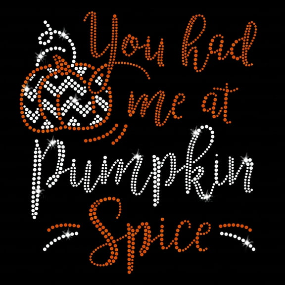 Pumpkin Spice Thanksgiving Clear Iron-on Rhinestone and Orange Rhinestud Transfer by JCS Rhinestones