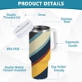 thumbnail image 2 of Yayeee 40oz Stainless Steel Tumbler with Straw and Handle Double-Wall Insulated Travel Water Bottle, Retro Colorful Stripes, 2 of 8