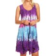 thumbnail image 4 of Sakkas Artemi Women's Casual Short Tie-dye Sleeveless Loose Tank Dress Cover-up - 191478-PurpleTurq - Plus Size, 4 of 5